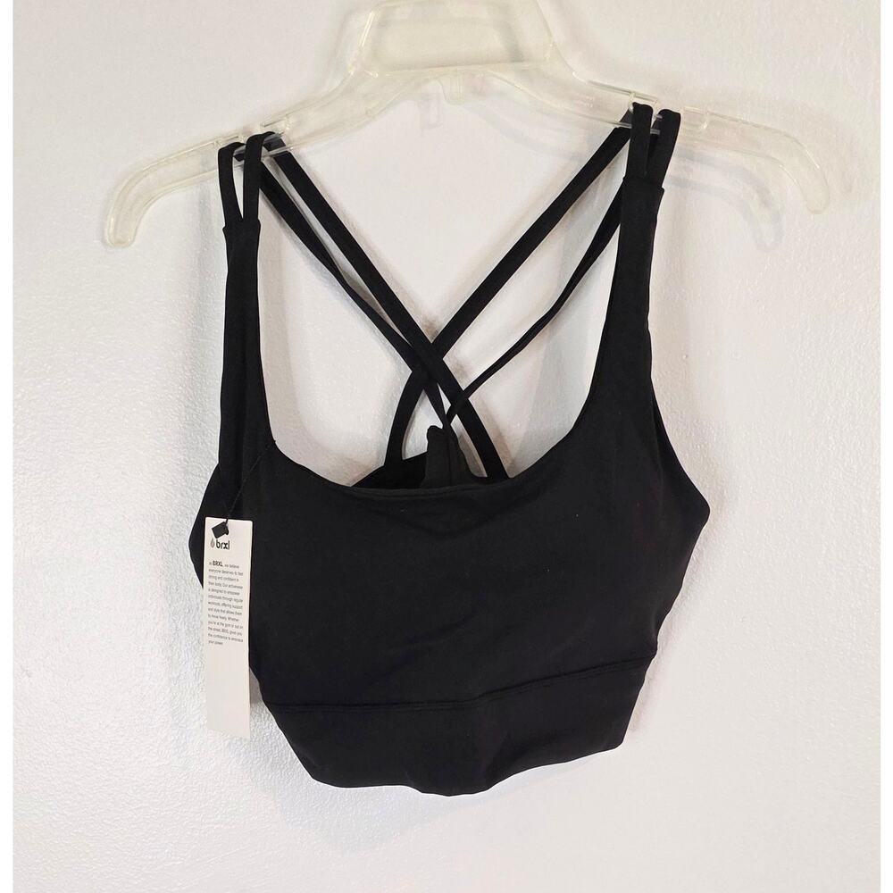 BRXL Crossback Sports Bra Size XL Black Removable Pads No Dig Straps NWT